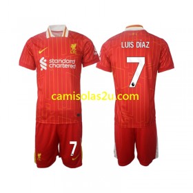 Camisolas de futebol Liverpool Luis Diaz 7 Criança Equipamento Principal 2024/25 Manga Curta